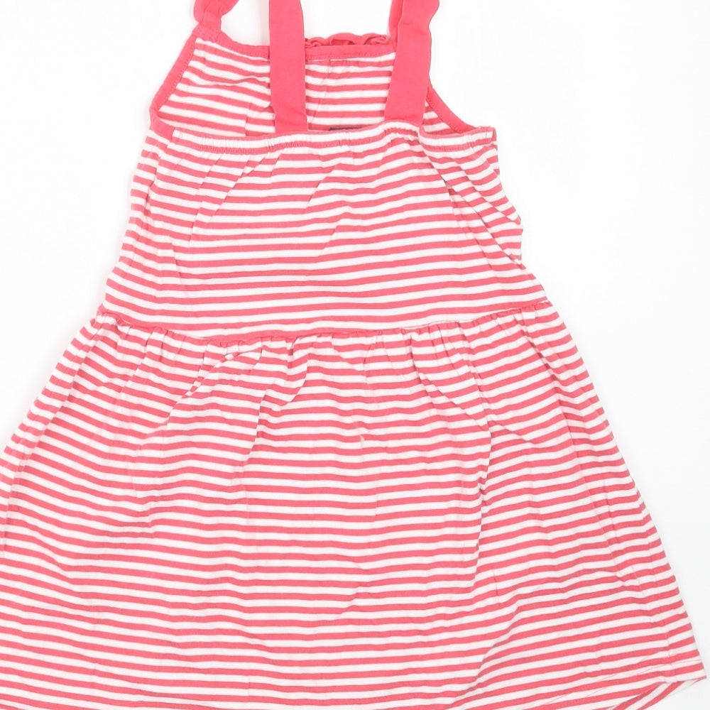 George Girls Pink Striped Cotton Fit & Flare  Size 4-5 Years  Round Neck