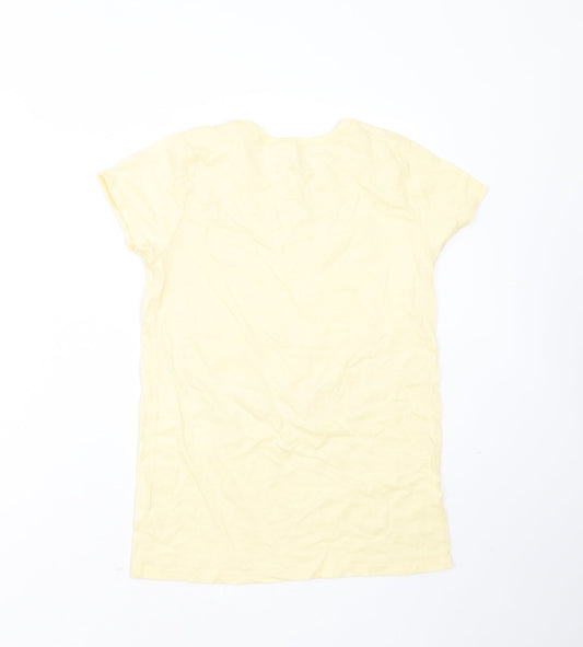 PLACE Girls Yellow  Cotton Basic T-Shirt Size 10 Years Round Neck  - snap queens
