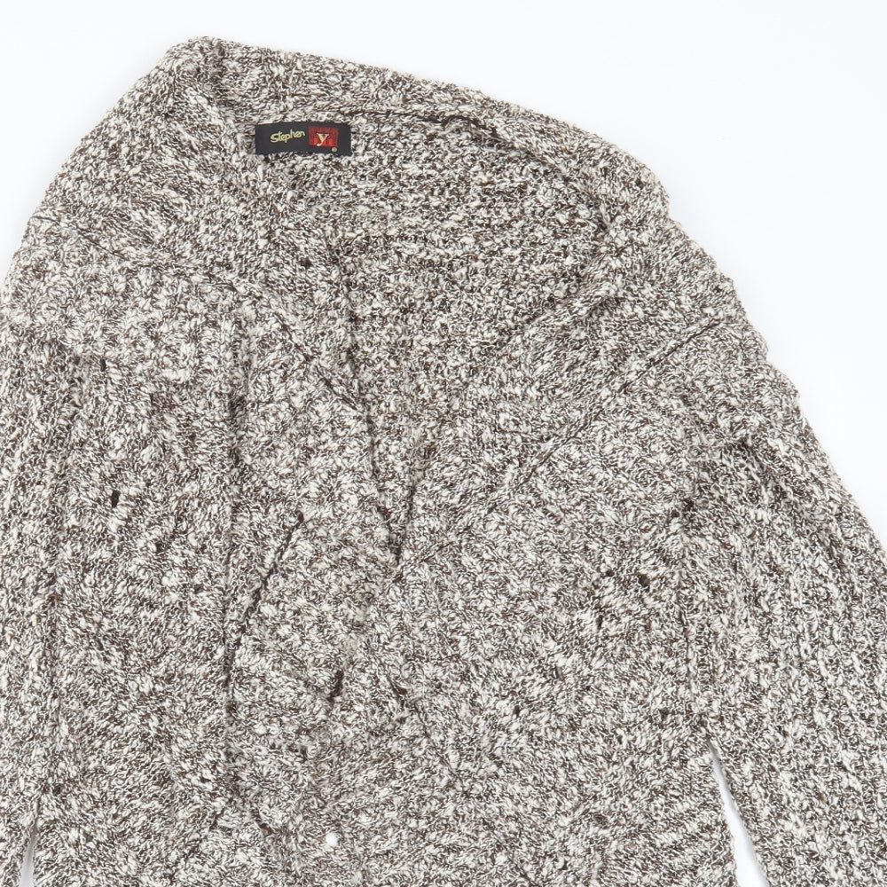 Stephen Womens Brown V-Neck  Polyester Cardigan Jumper One Size
