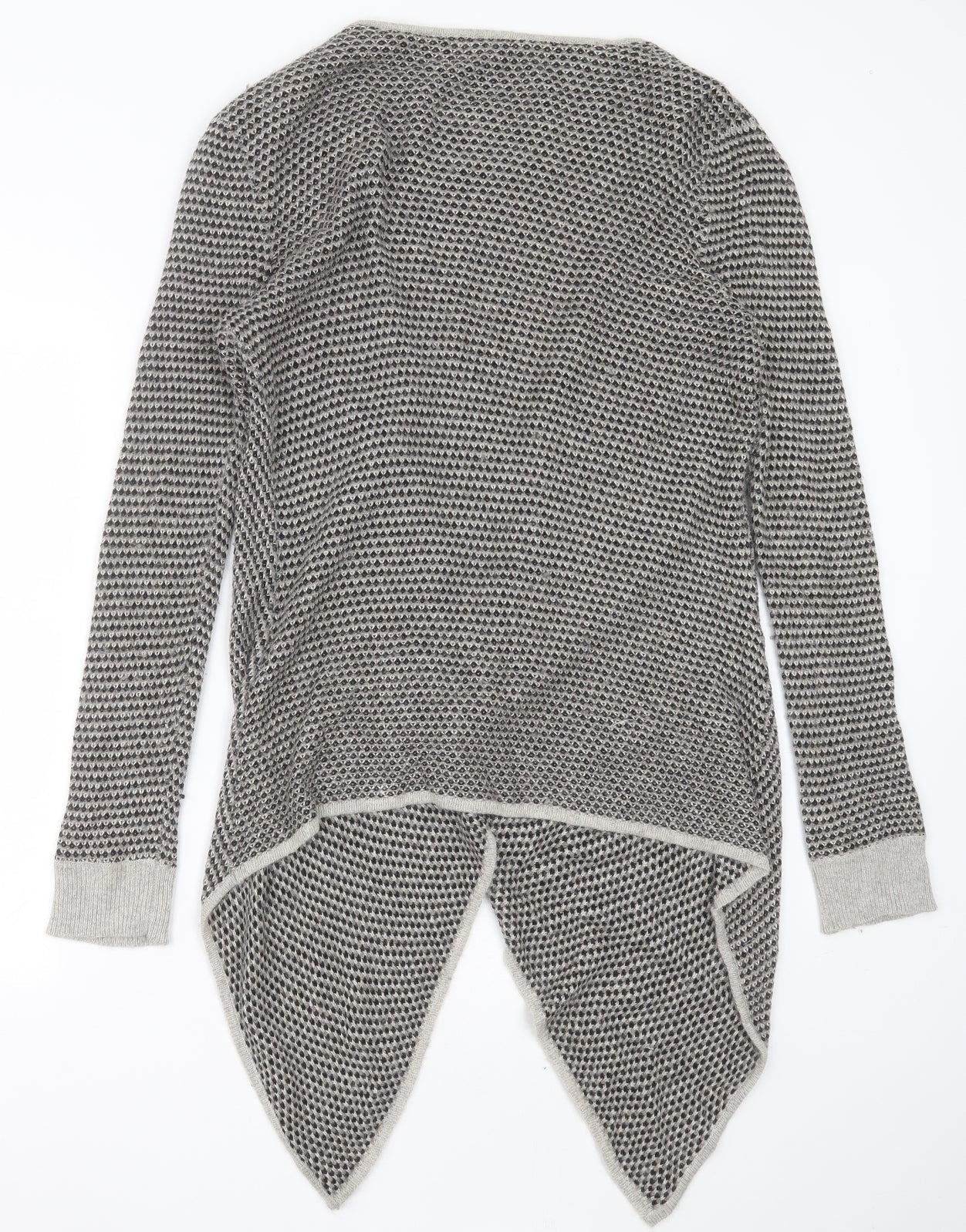 M&Co Womens Grey V-Neck Geometric Viscose Cardigan Jumper Size 14