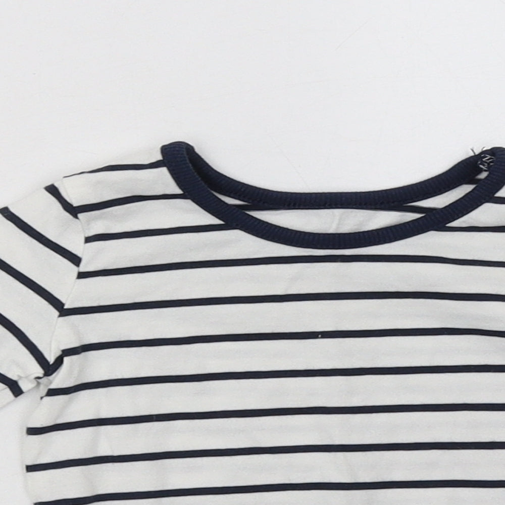 George Baby White Striped Cotton Basic Casual Size 6-9 Months Crew Neck Pullover