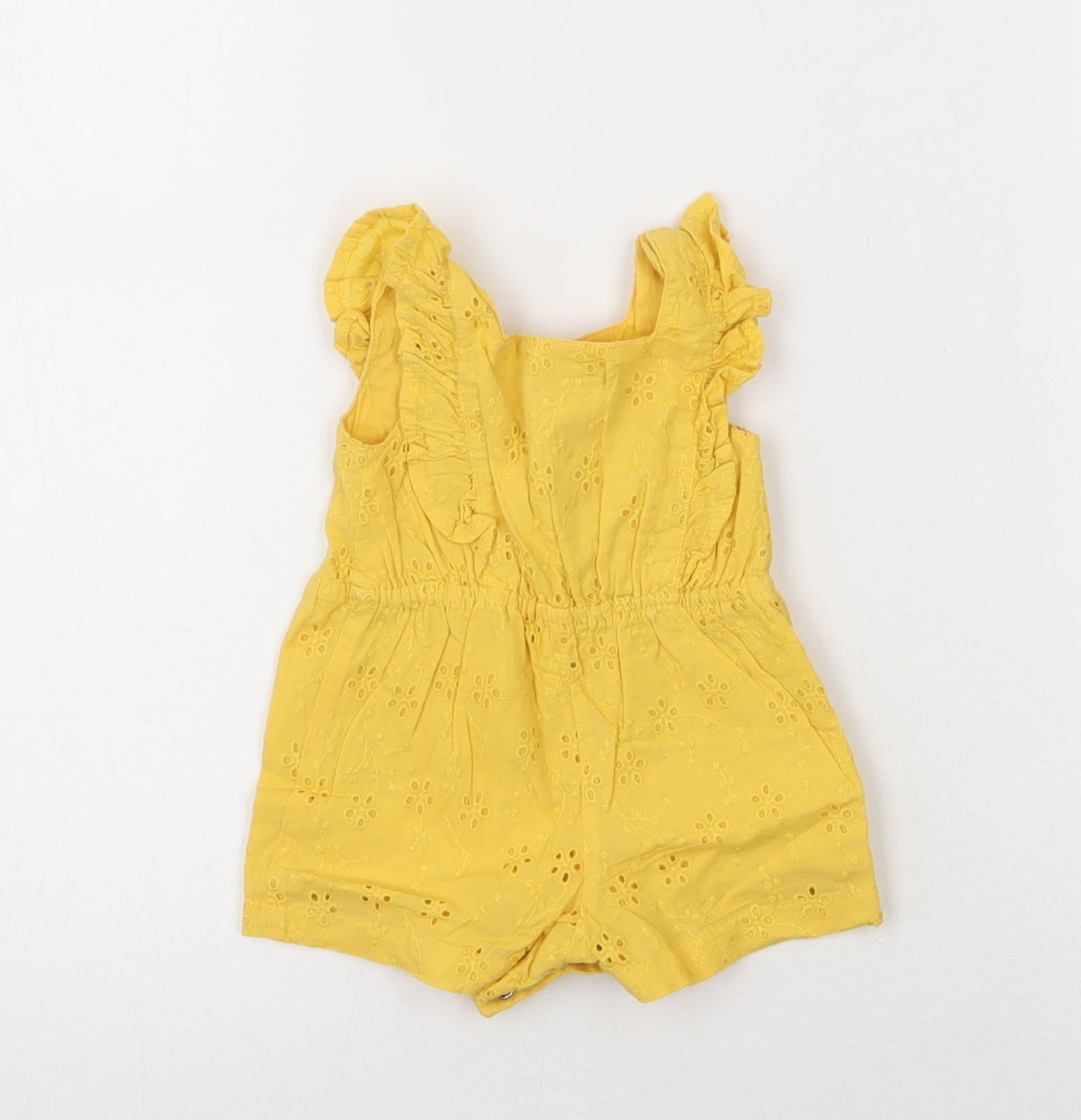 Primark Girls Yellow  Cotton Jumpsuit Outfit/Set Size 0-3 Months  Button