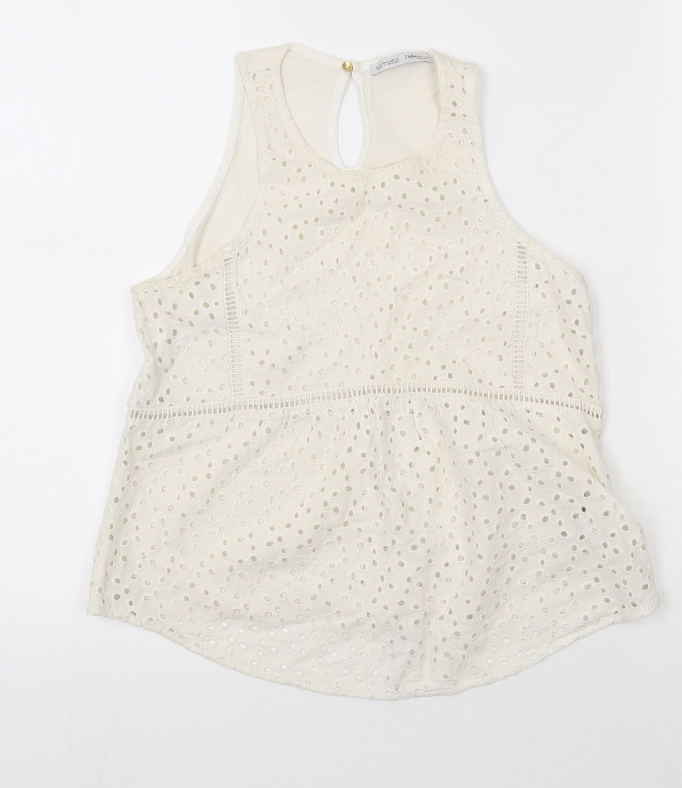 NEXT Womens Ivory  Cotton Basic Tank Size S Scoop Neck