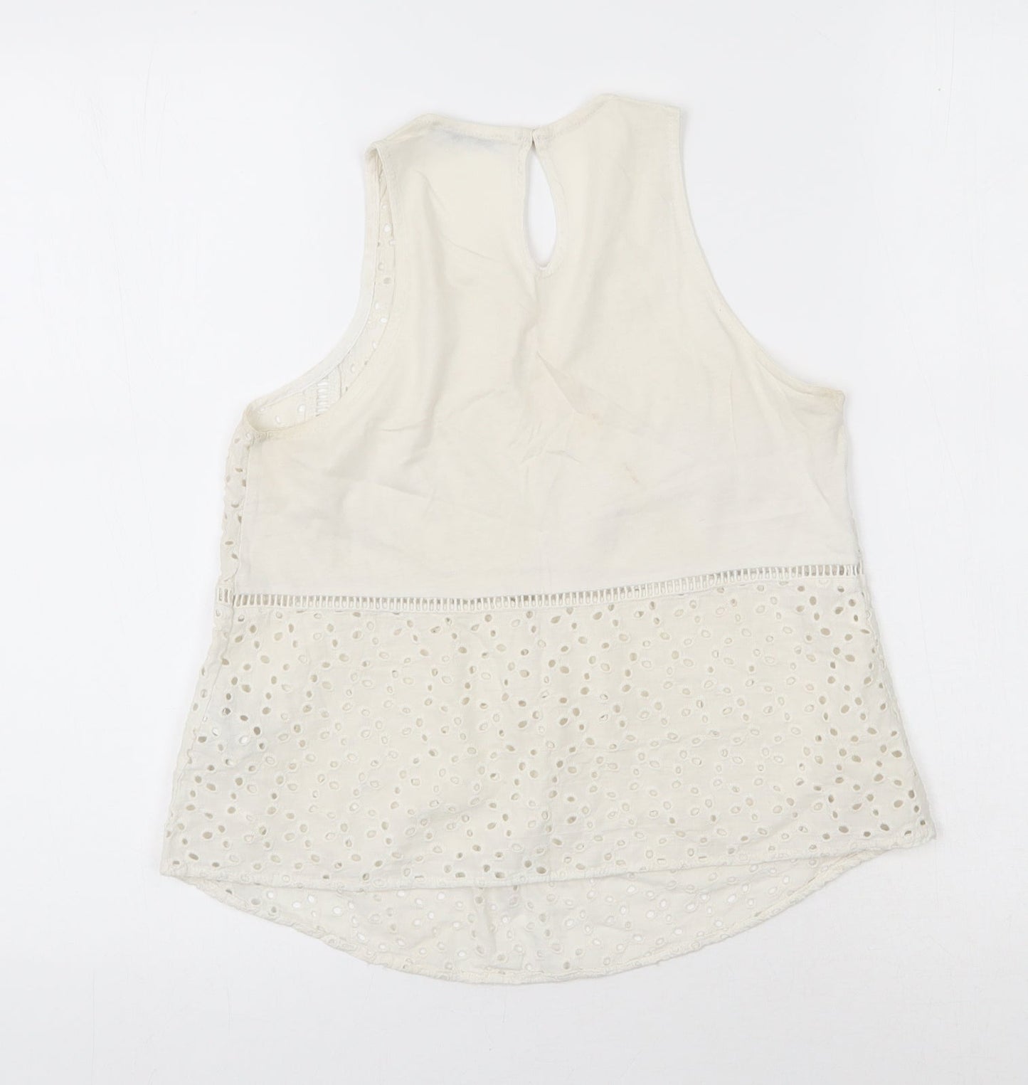 NEXT Womens Ivory  Cotton Basic Tank Size S Scoop Neck