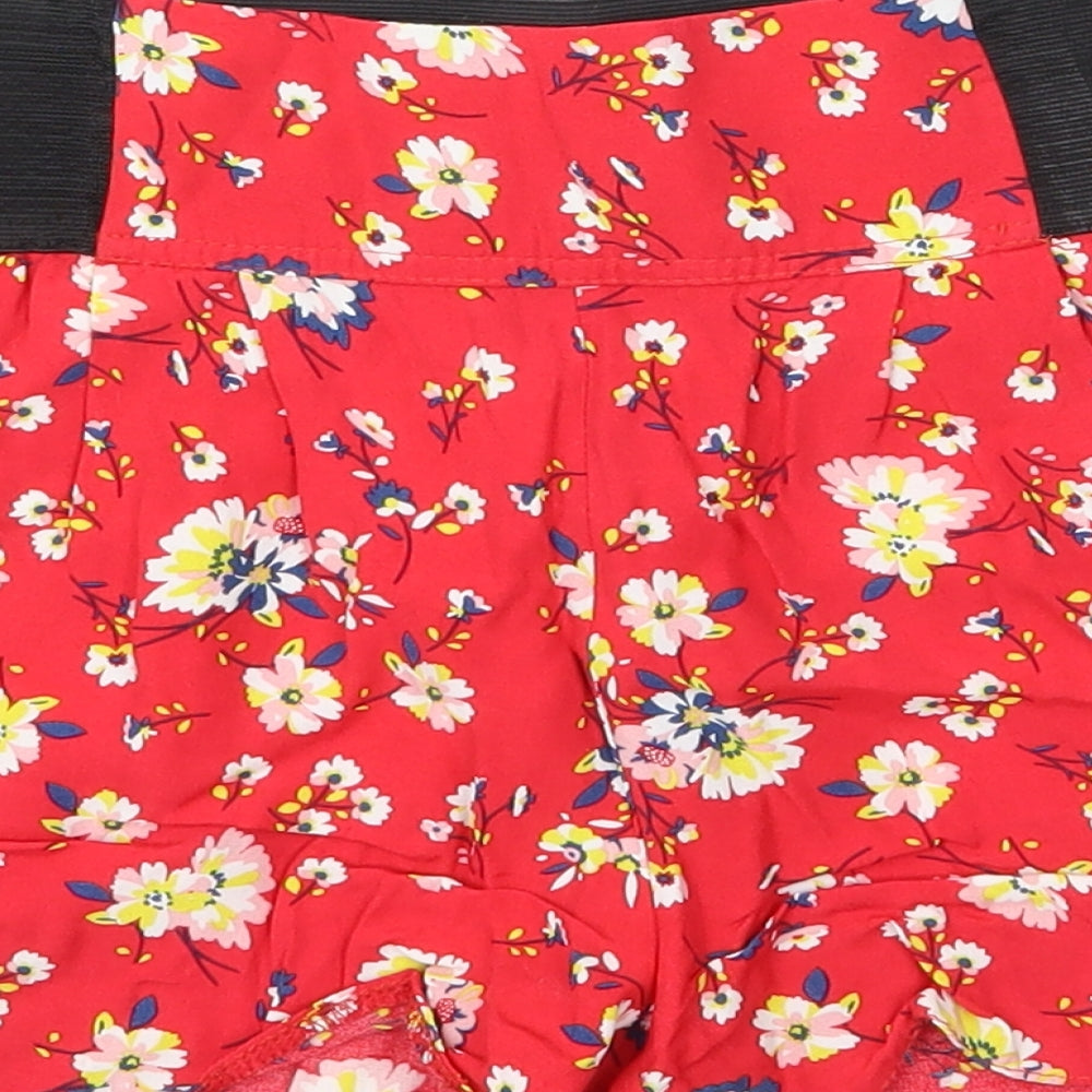 New Look Girls Red Floral Polyester Paperbag Shorts Size 11 Years  Regular