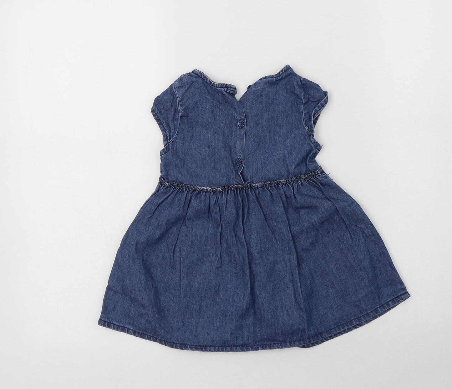 NEXT Baby Blue  Cotton A-Line  Size 12-18 Months  Round Neck Button