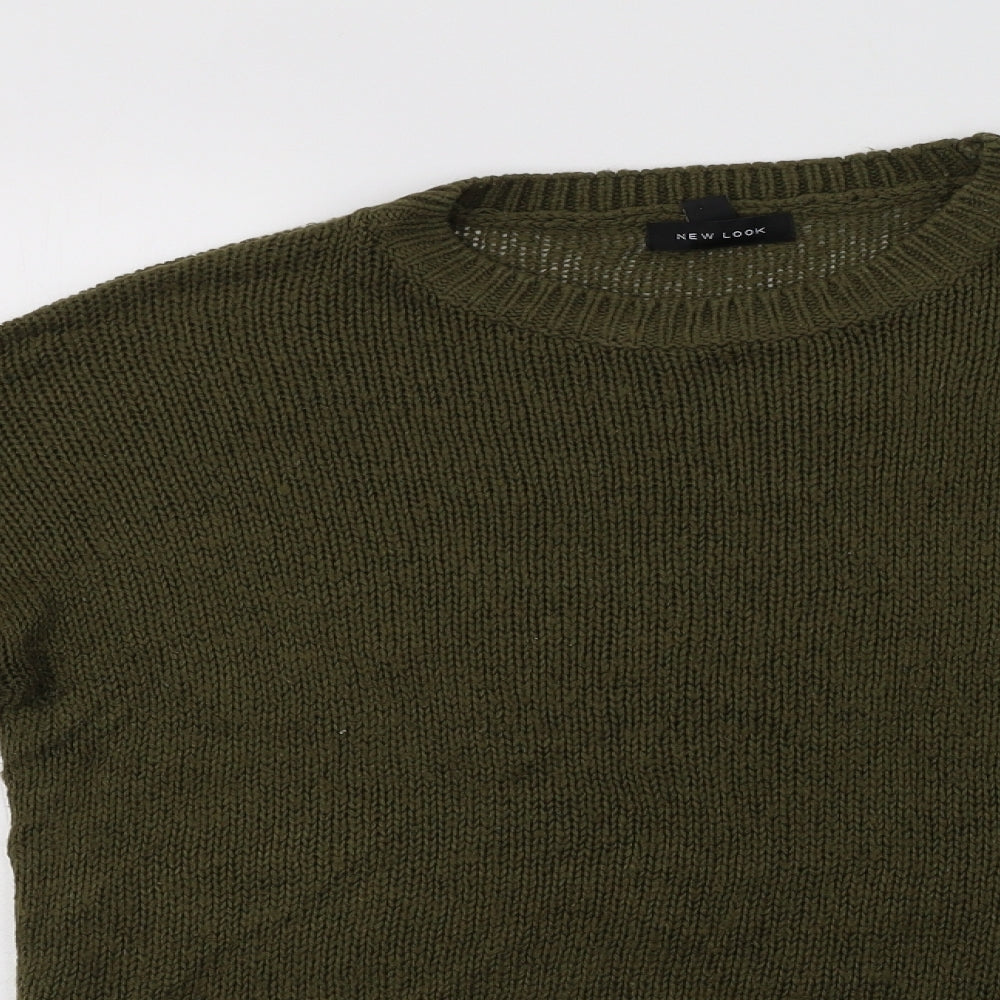 New Look Womens Green Crew Neck  Acrylic Pullover Jumper Size M