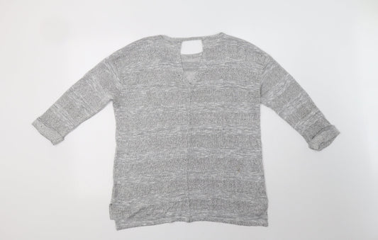 Papaya Womens Grey Crew Neck  Viscose Pullover Jumper Size M
