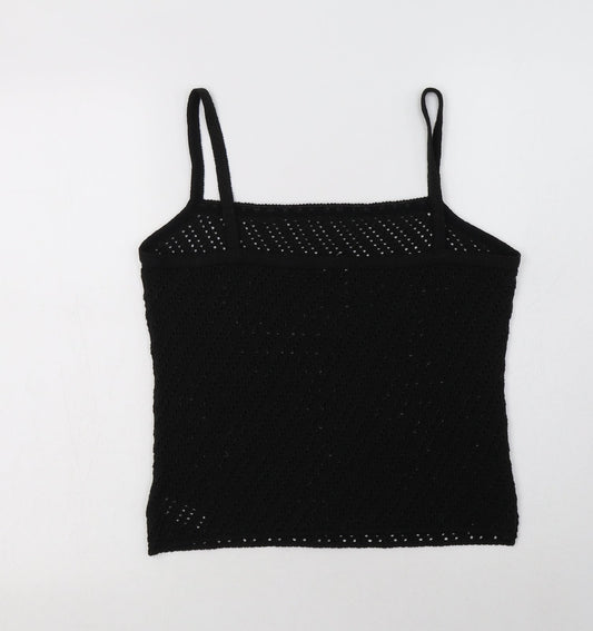 St Bernard Womens Black  Acrylic Camisole Blouse Size 14 Square Neck