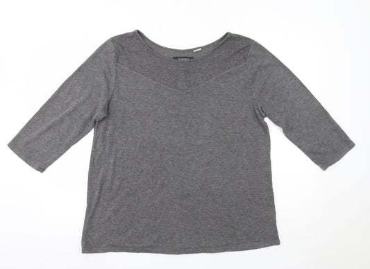 Ellen Tracy Womens Grey Round Neck  Polyester Pullover Jumper Size XL
