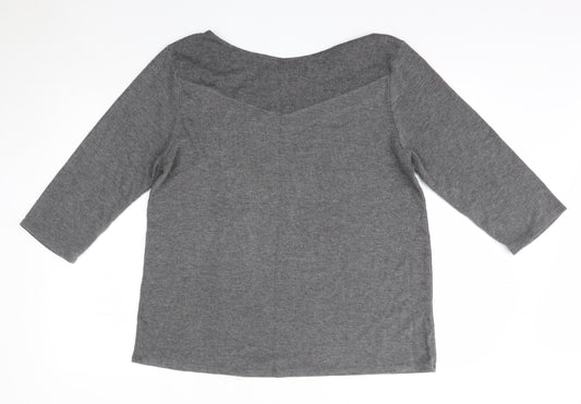 Ellen Tracy Womens Grey Round Neck  Polyester Pullover Jumper Size XL