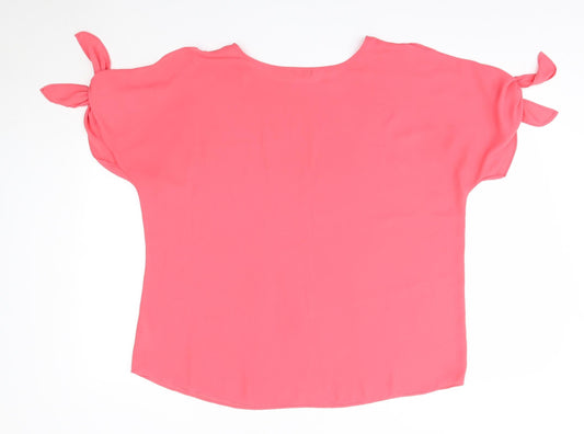 Peacocks Womens Pink  Polyester Basic Blouse Size 14 Round Neck