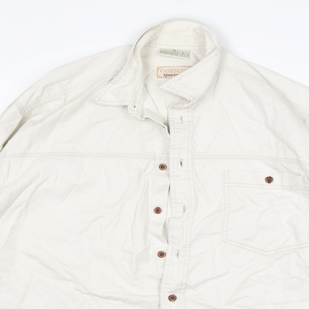Cavenline Mens White    Button-Up Size XL Collared