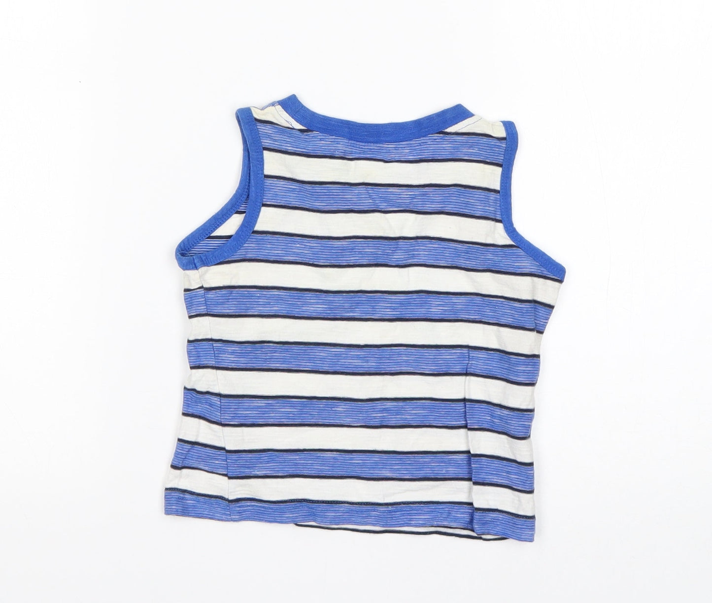 Matalan Boys Multicoloured Striped Cotton Basic Tank Size 12-18 Months Round Neck