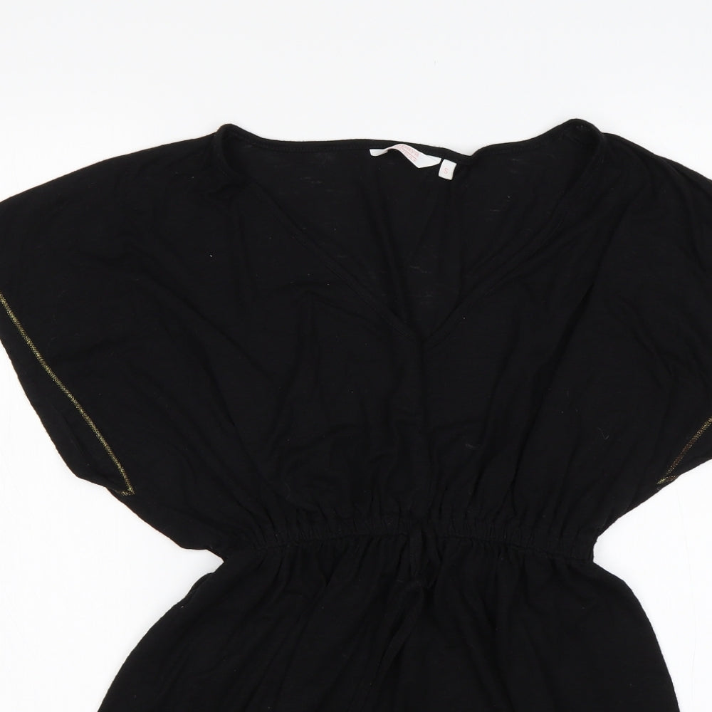 Papaya Womens Black  Polyester Fit & Flare  Size S  V-Neck