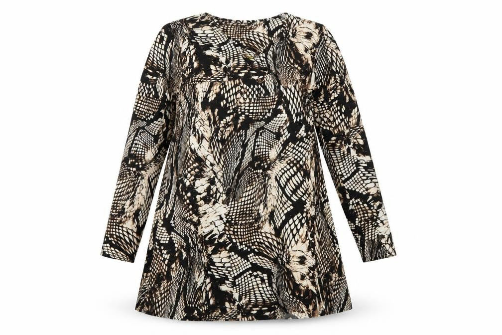 TU Womens Multicoloured Animal Print Viscose A-Line  Size 12  Round Neck