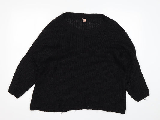 Sweewe Womens Black Round Neck  Acrylic Pullover Jumper Size S