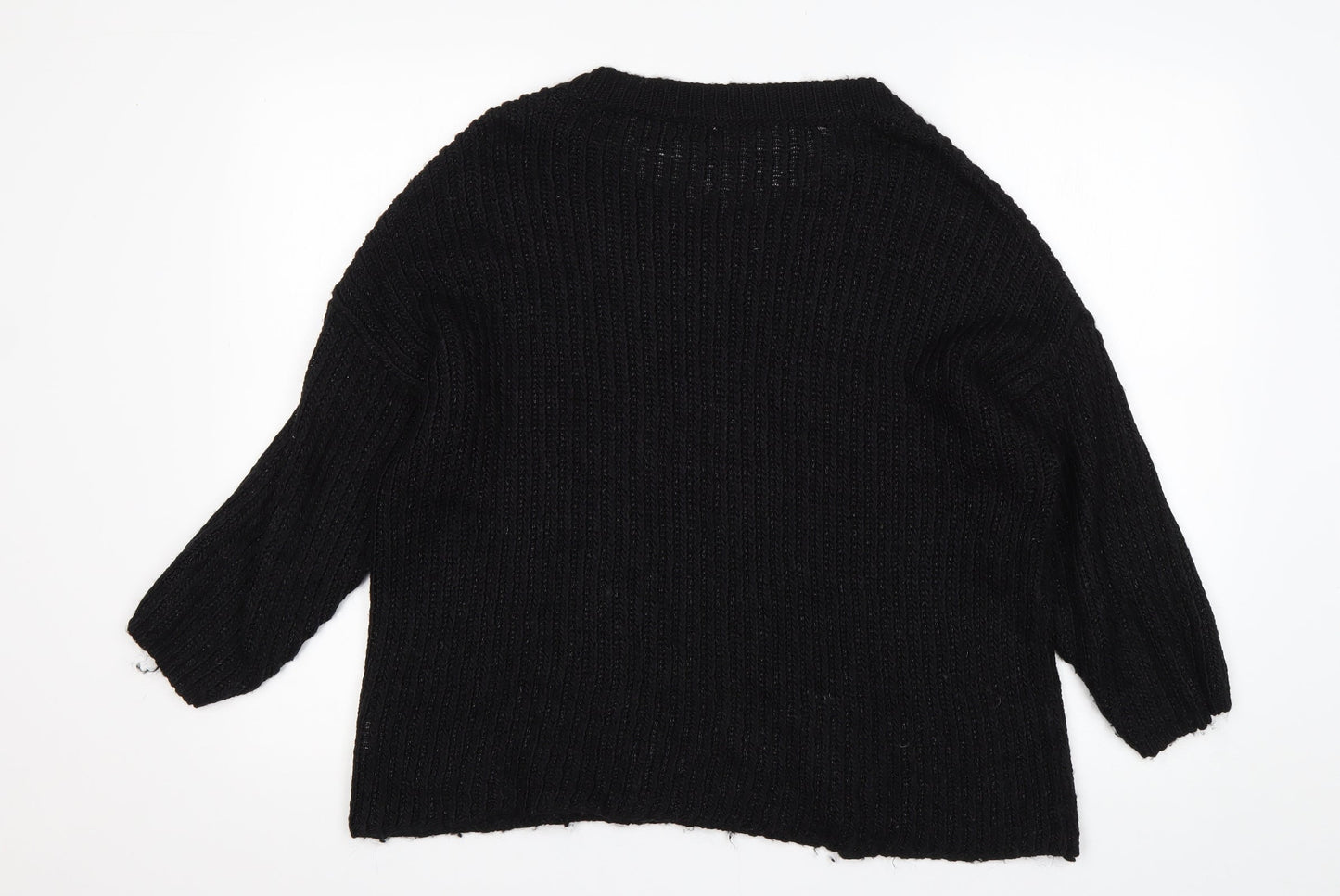 Sweewe Womens Black Round Neck  Acrylic Pullover Jumper Size S