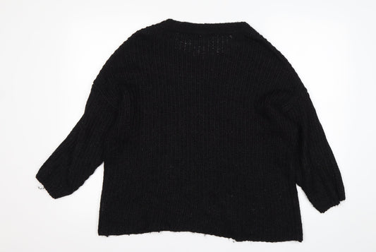 Sweewe Womens Black Round Neck  Acrylic Pullover Jumper Size S