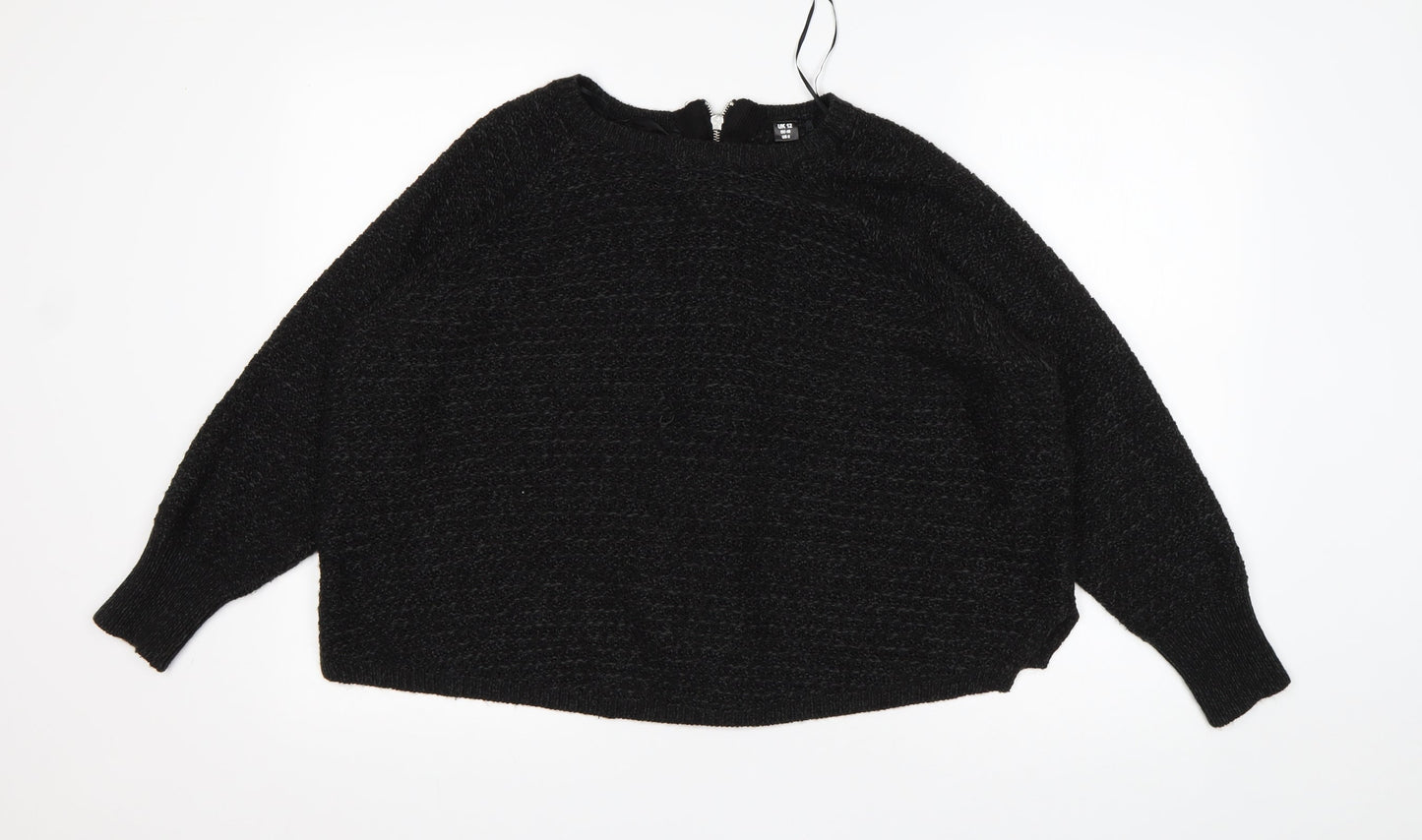 Goldigga Womens Black Round Neck  Acrylic Pullover Jumper Size 12