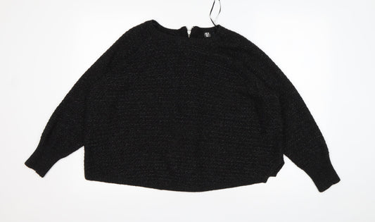 Goldigga Womens Black Round Neck  Acrylic Pullover Jumper Size 12