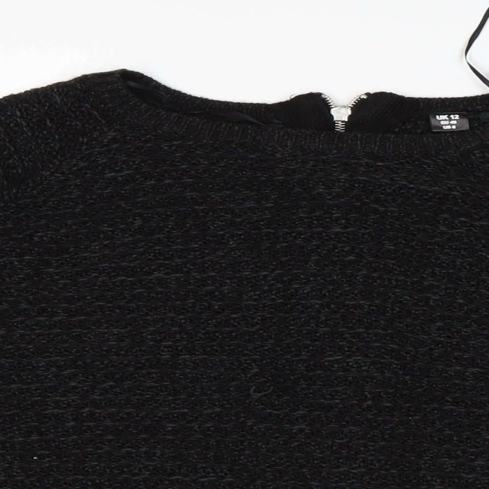 Goldigga Womens Black Round Neck  Acrylic Pullover Jumper Size 12