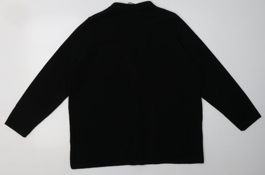 BM Collection Womens Black V-Neck  Acrylic Cardigan Jumper Size L