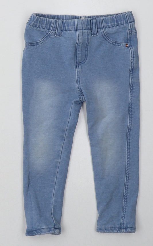 Primark Girls Blue  Cotton Jogger Trousers Size 24 Months