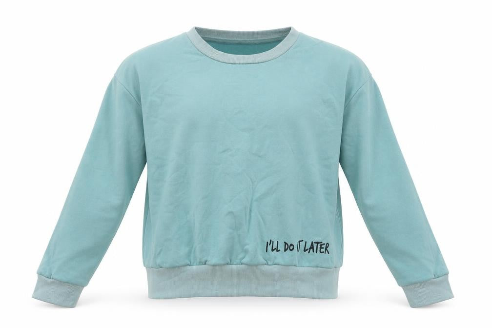 Marks and Spencer Girls Blue  Cotton Basic Casual Size 10-11 Years Crew Neck Pullover - ill do it later