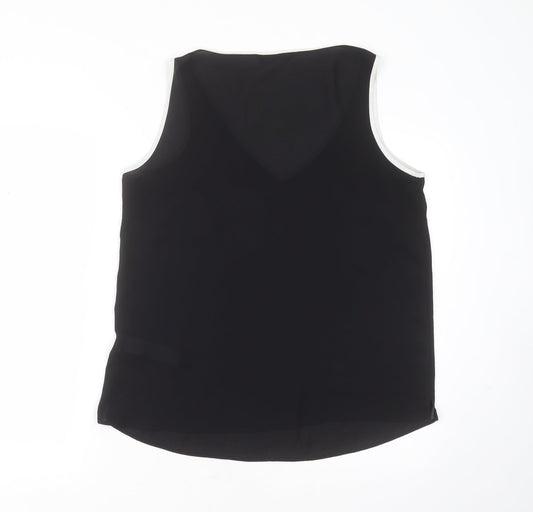 Marks and Spencer Womens Black  Polyester Basic Blouse Size 14 V-Neck