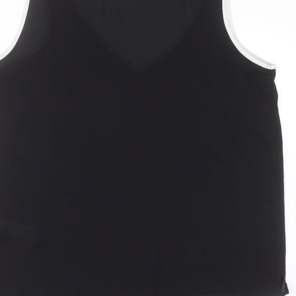 Marks and Spencer Womens Black  Polyester Basic Blouse Size 14 V-Neck