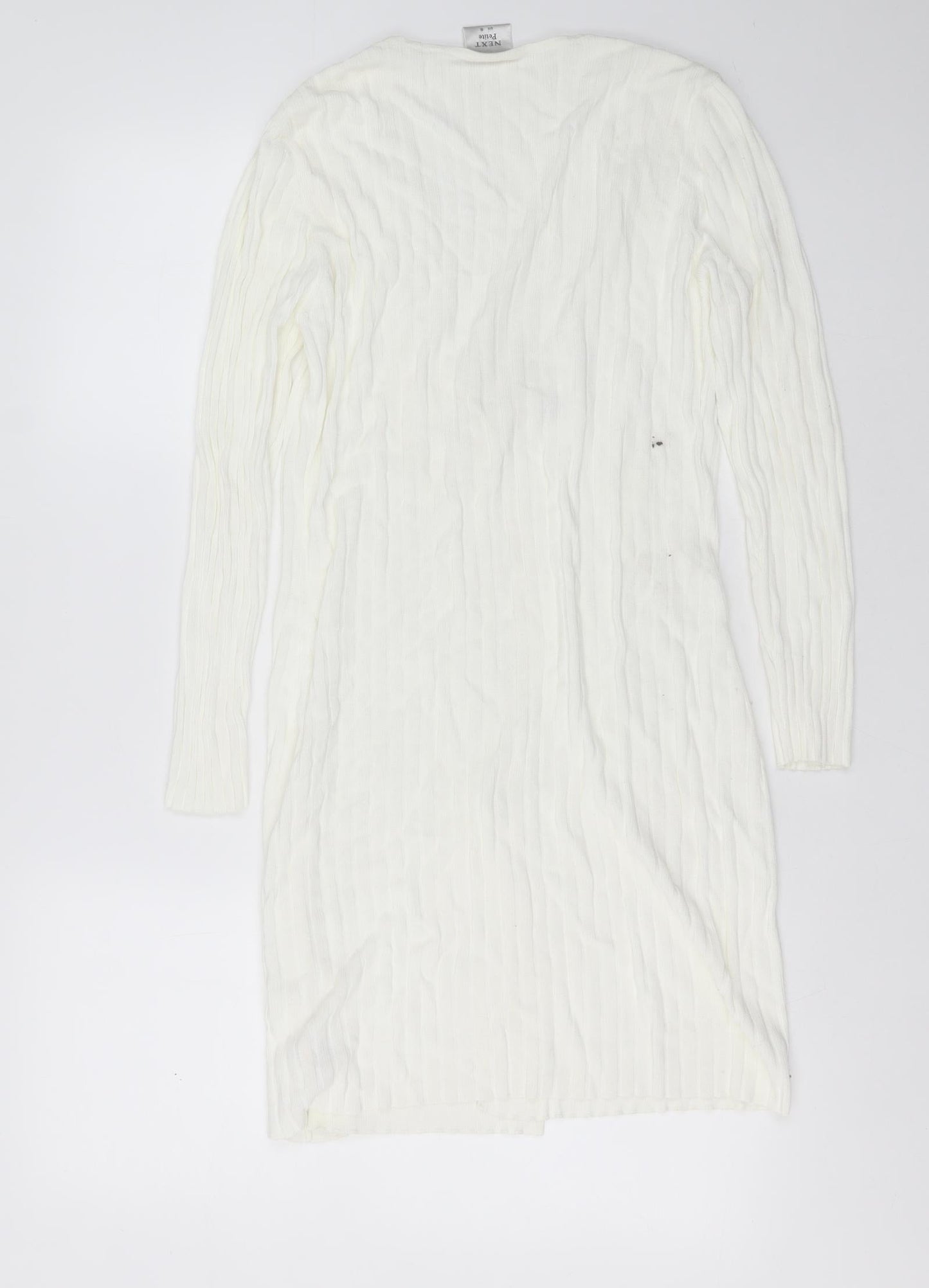 NEXT Womens Ivory V-Neck Striped Cotton Cardigan Jumper Size 10