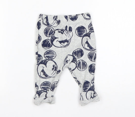 George Boys Multicoloured Animal Print Cotton Sweatpants Trousers Size 3-6 Months   - Mickey Mouse
