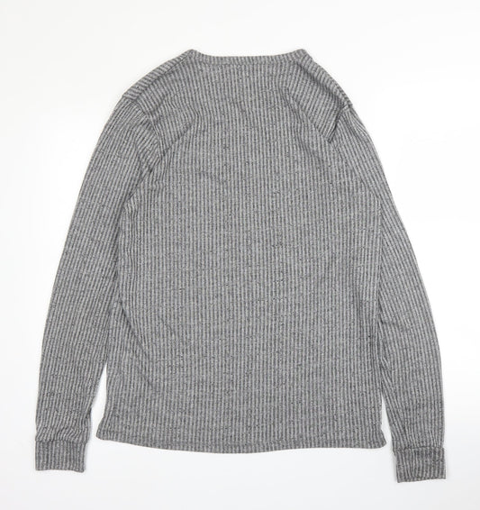 Topman Mens Grey Round Neck  Viscose Pullover Jumper Size XL