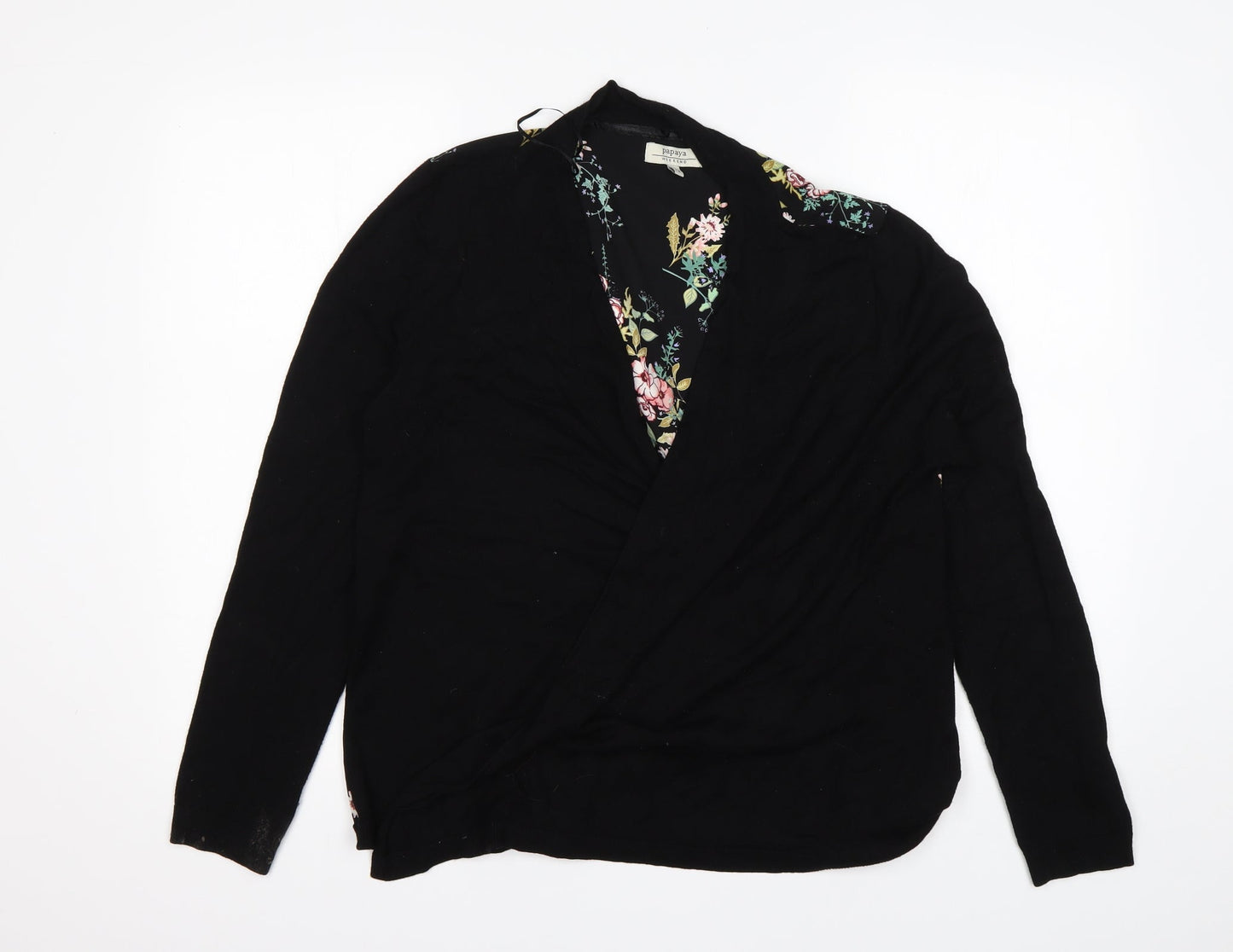 Papaya Womens Multicoloured V-Neck Floral Viscose Cardigan Jumper Size 12