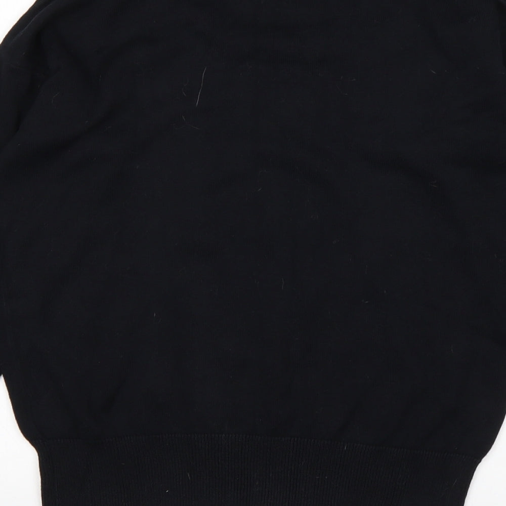 Avenue Womens Black Round Neck  Cotton Pullover Jumper Size S