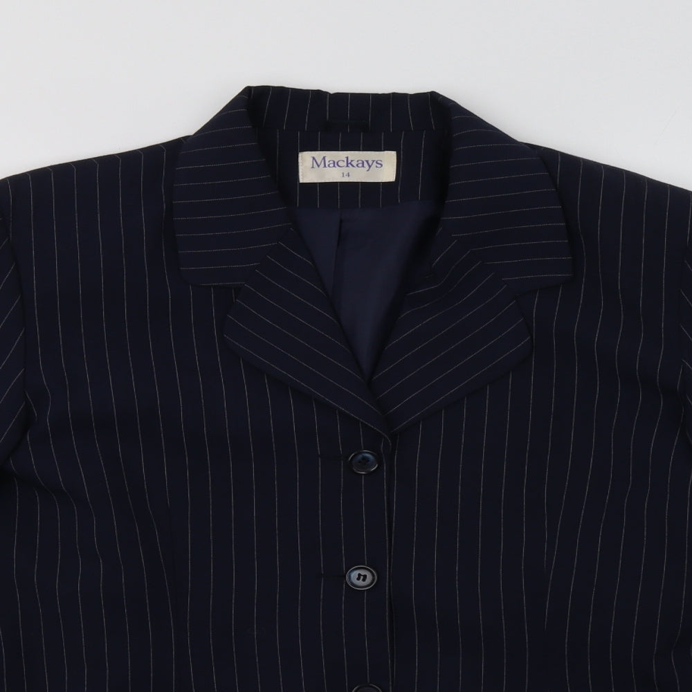 Mackays Womens Blue Striped  Jacket Blazer Size 14  Button