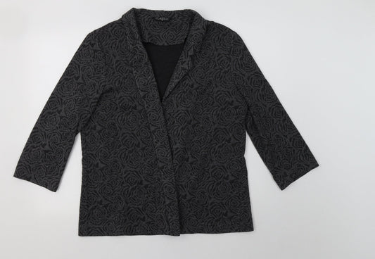 Classic Womens Grey Floral  Jacket Blazer Size 16