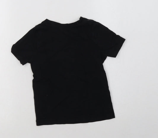George Boys Black  Cotton Basic T-Shirt Size 3-4 Years Crew Neck  - Football