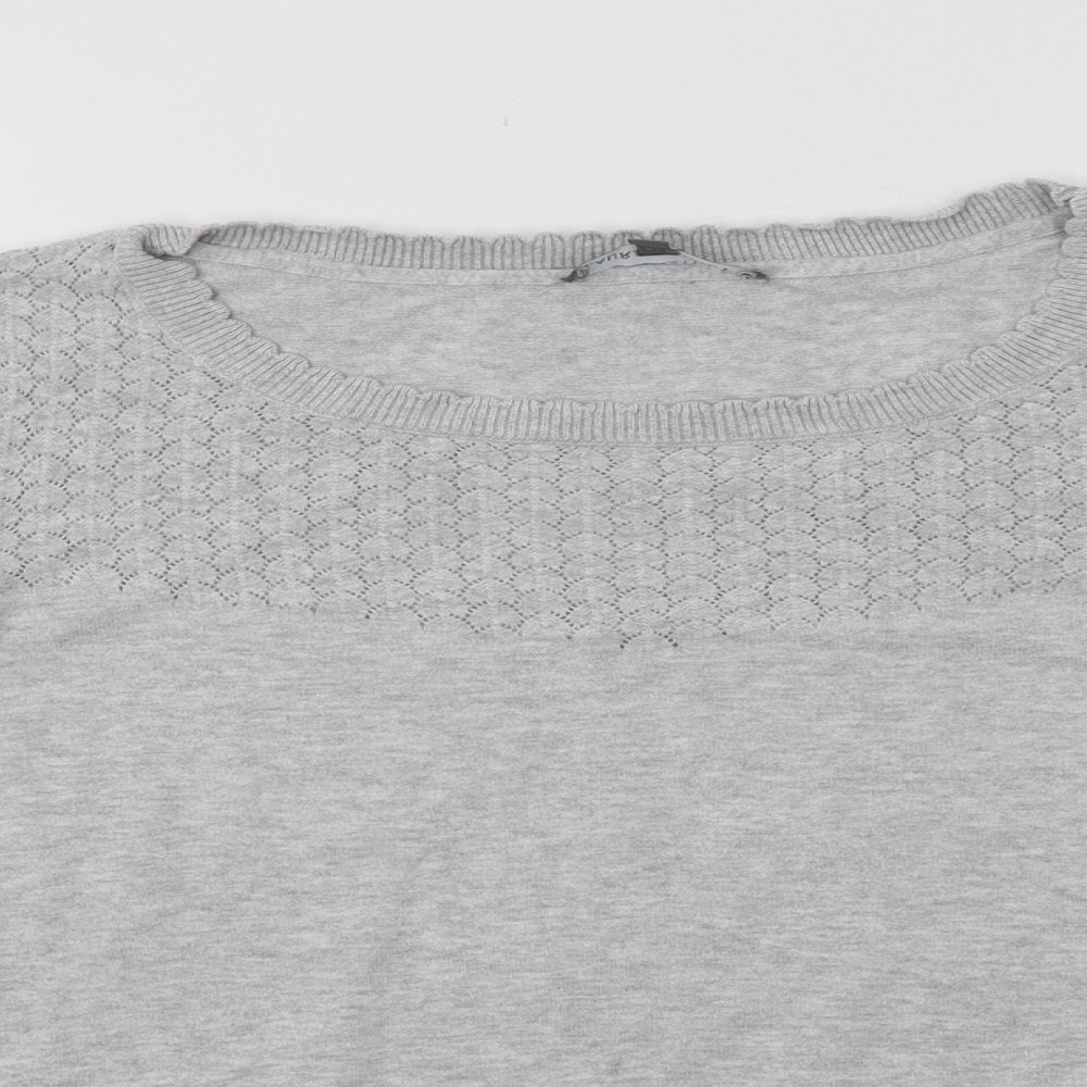 Laura As Womens Grey Round Neck  Cotton Pullover Jumper Size 16