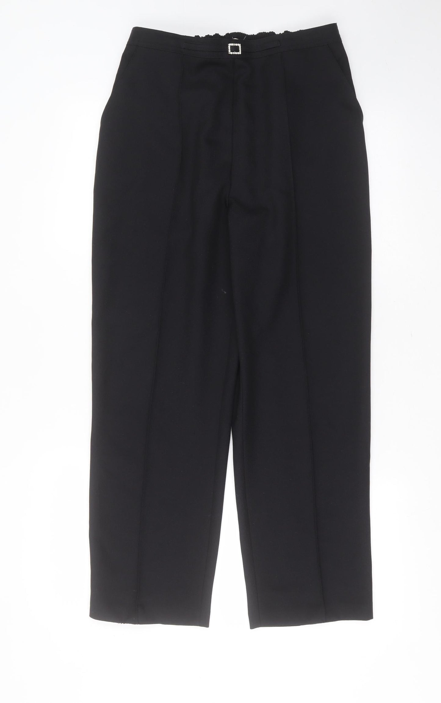 Soon Womens Black Herringbone Polyester Trousers  Size 10 L26 in Regular