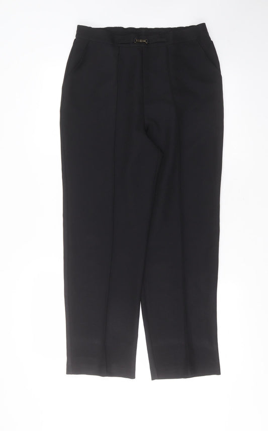 Papaya Womens Black Herringbone Polyester Trousers  Size 10 L27 in Regular