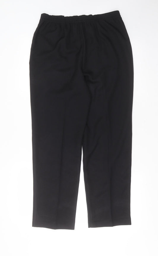 Papaya Womens Black Herringbone Polyester Trousers  Size 10 L27 in Regular