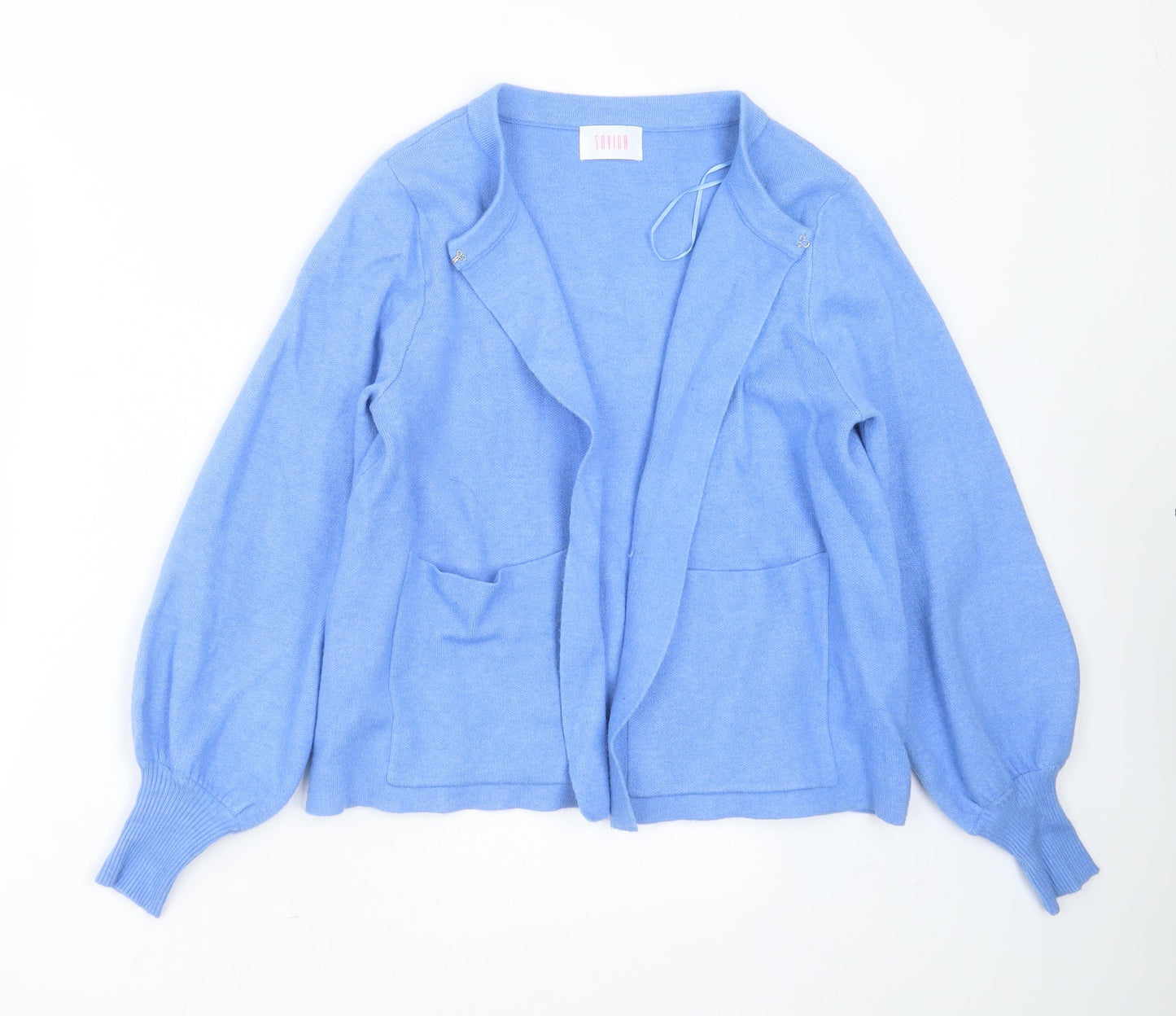 SAVIOR Womens Blue Round Neck  Viscose Cardigan Jumper Size M