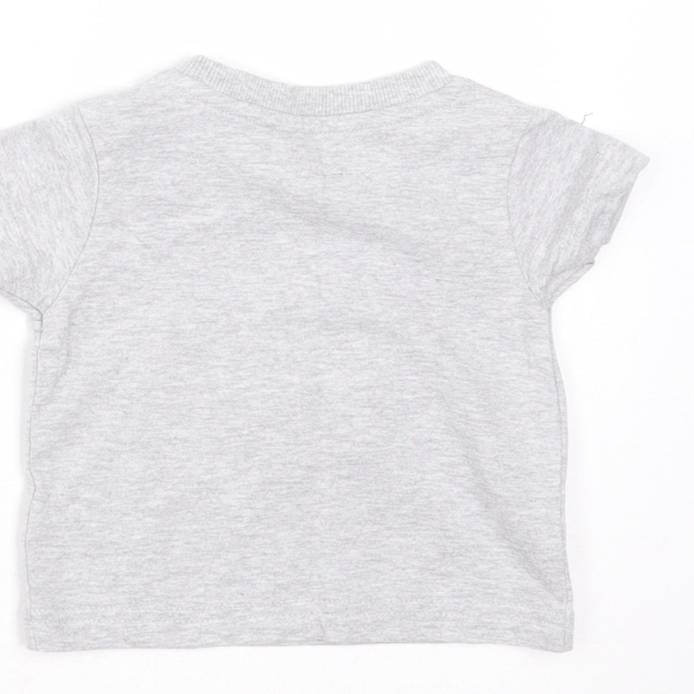 Nutmeg Baby Grey  Cotton Basic T-Shirt Size 0-3 Months Round Neck  - mini boss