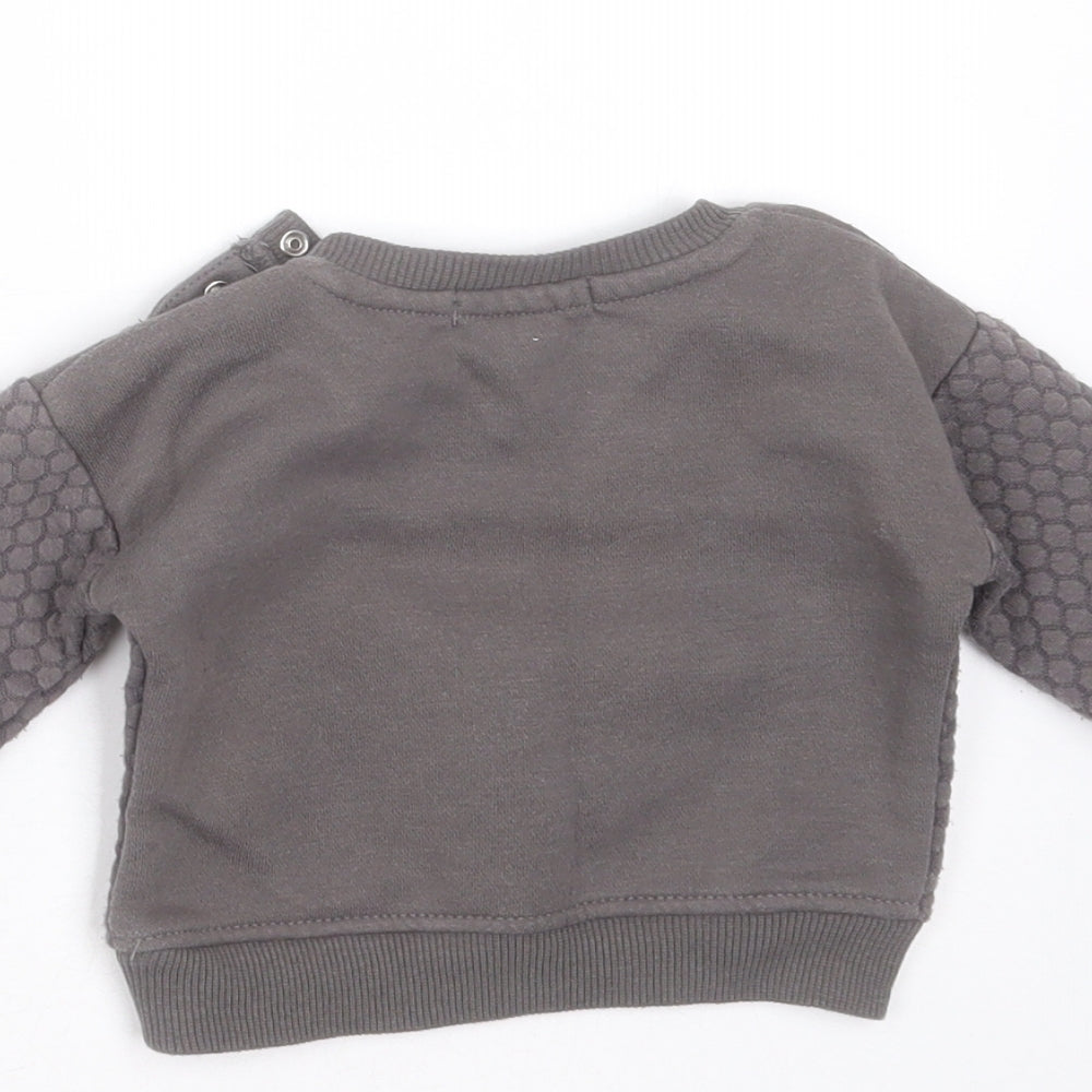 Primark Baby Grey Geometric Cotton Pullover Jumper Size 0-3 Months   - be kind