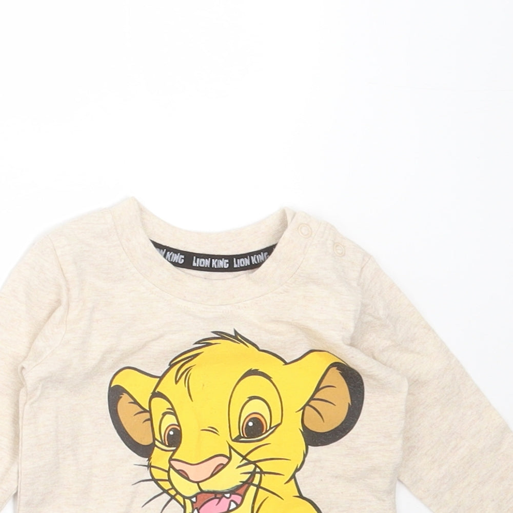 Primark Baby Beige  Cotton Basic T-Shirt Size 0-3 Months Round Neck  - Simba Lion King