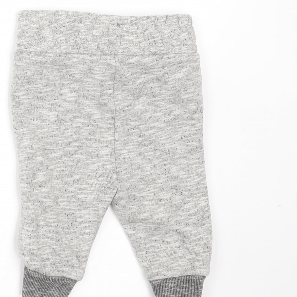Nutmeg Baby Grey  Cotton Jogger Trousers Size 0-3 Months  Drawstring