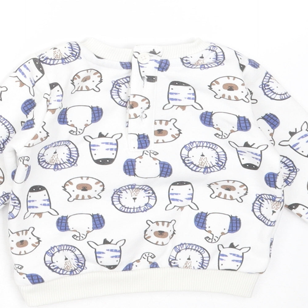 Matalan Baby White  Polyester Pullover Jumper Size 0-3 Months   - animals