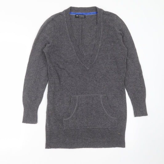 Marks and Spencer Womens Grey V-Neck  Polyamide Pullover Jumper Size 12